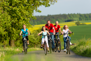 family riding a bike