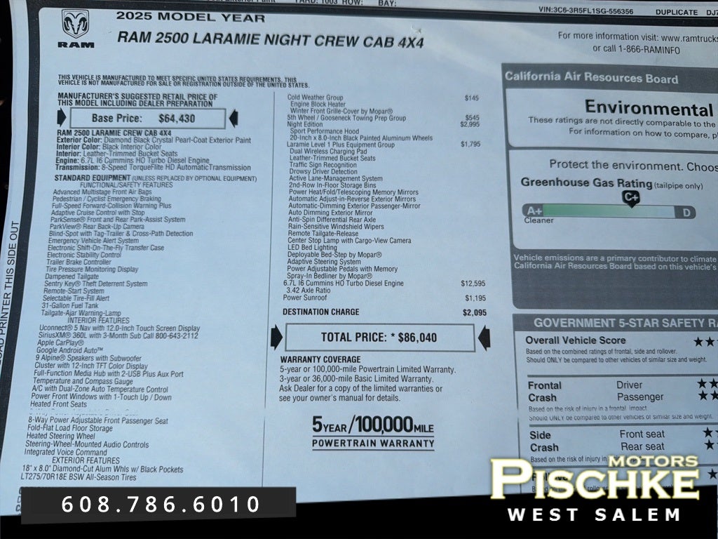 2025 RAM 2500 Laramie Crew Cab 4x4 6'4' Box