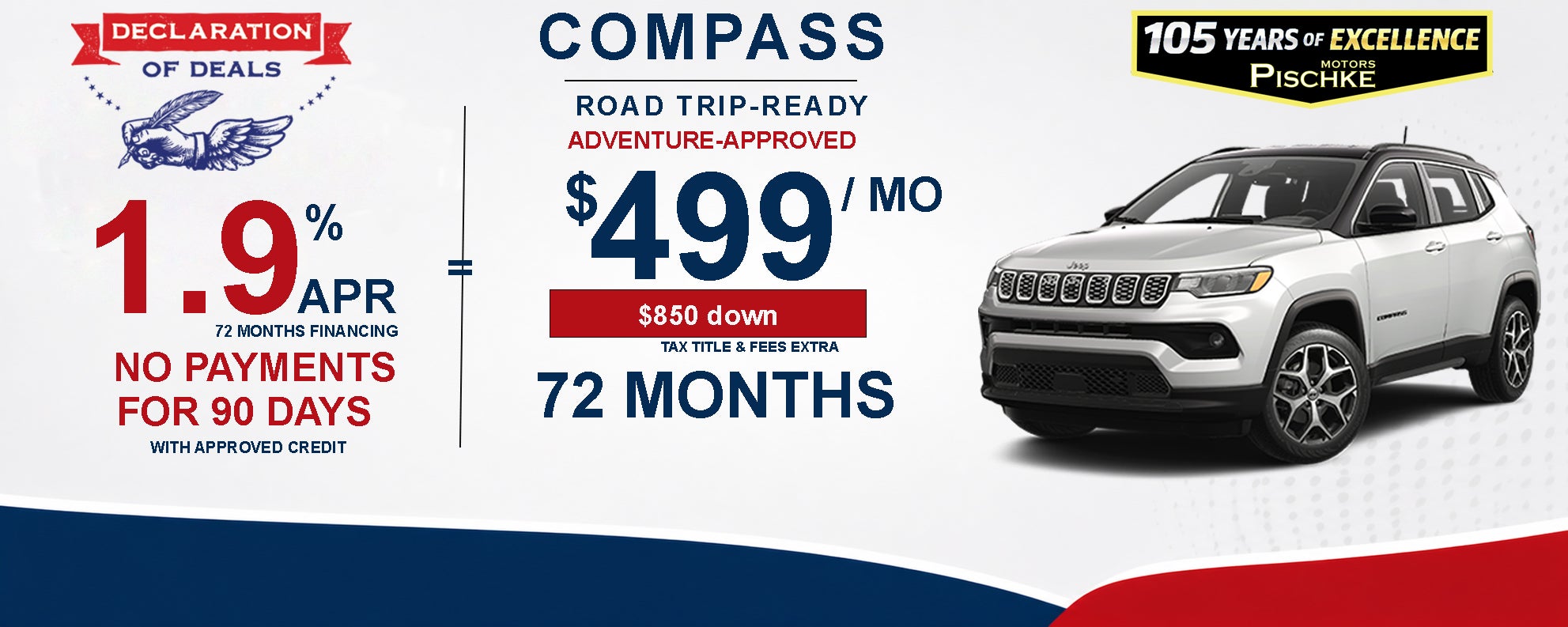 New Jeep Compass financing offer Wisconsin $499 month 72 mon