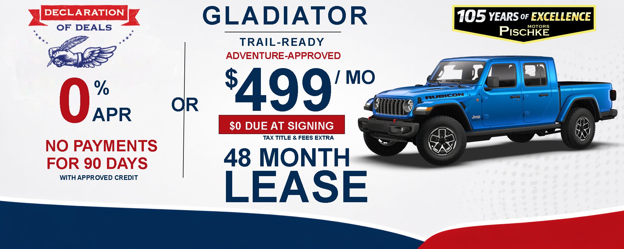 New Jeep Gladiator lease and finance offer Wisconsin $499 mo