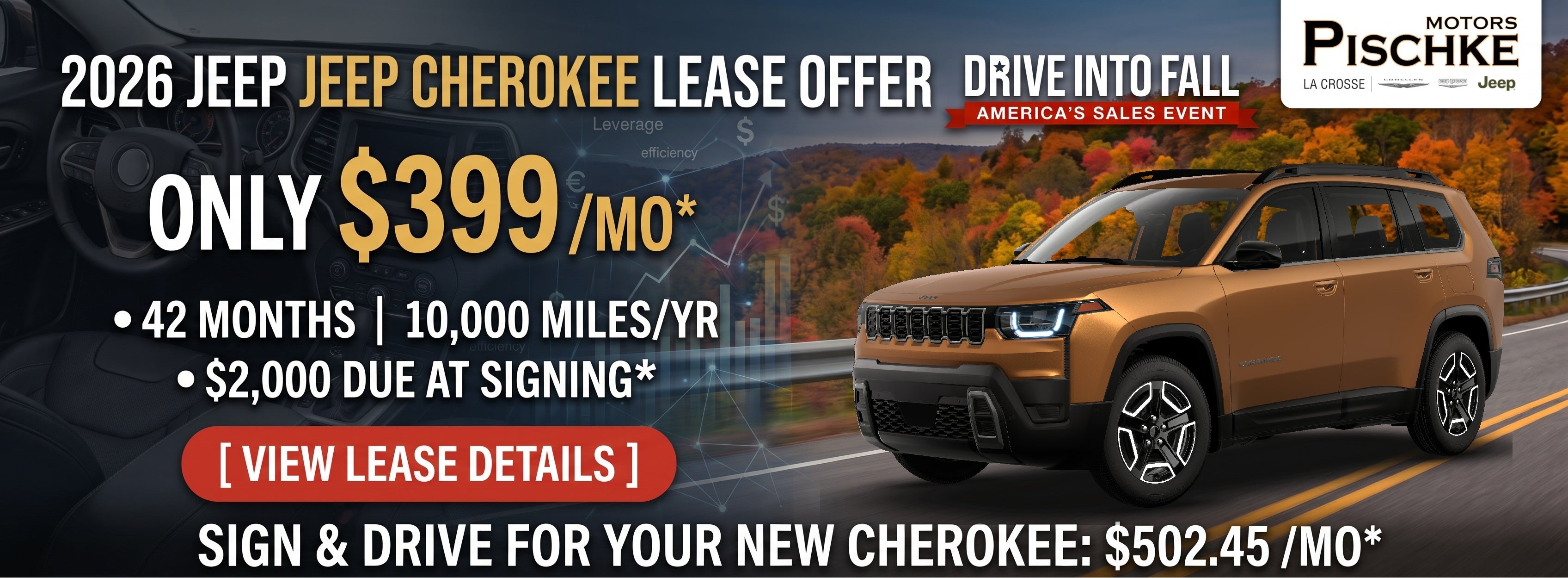 399 cherokee lease - 10,000 miles per year, $2000 down
