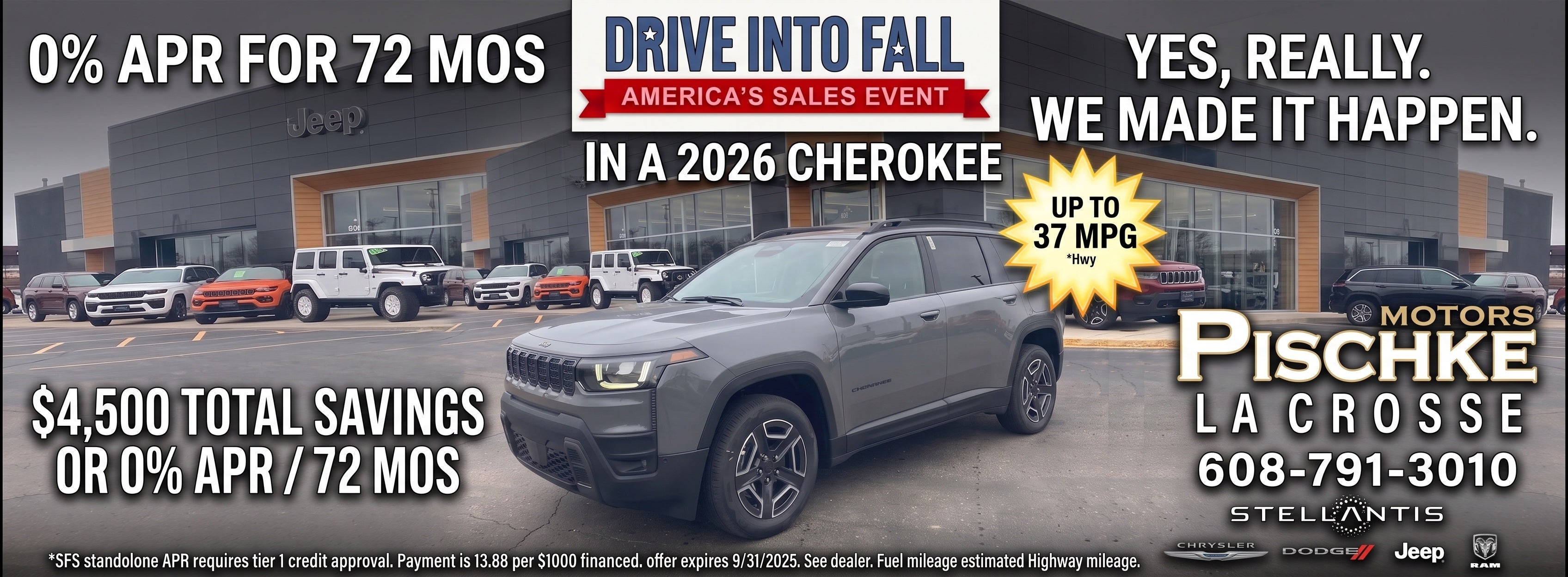 0% apr for 72 months on new 2026 Jeep Cherokee's