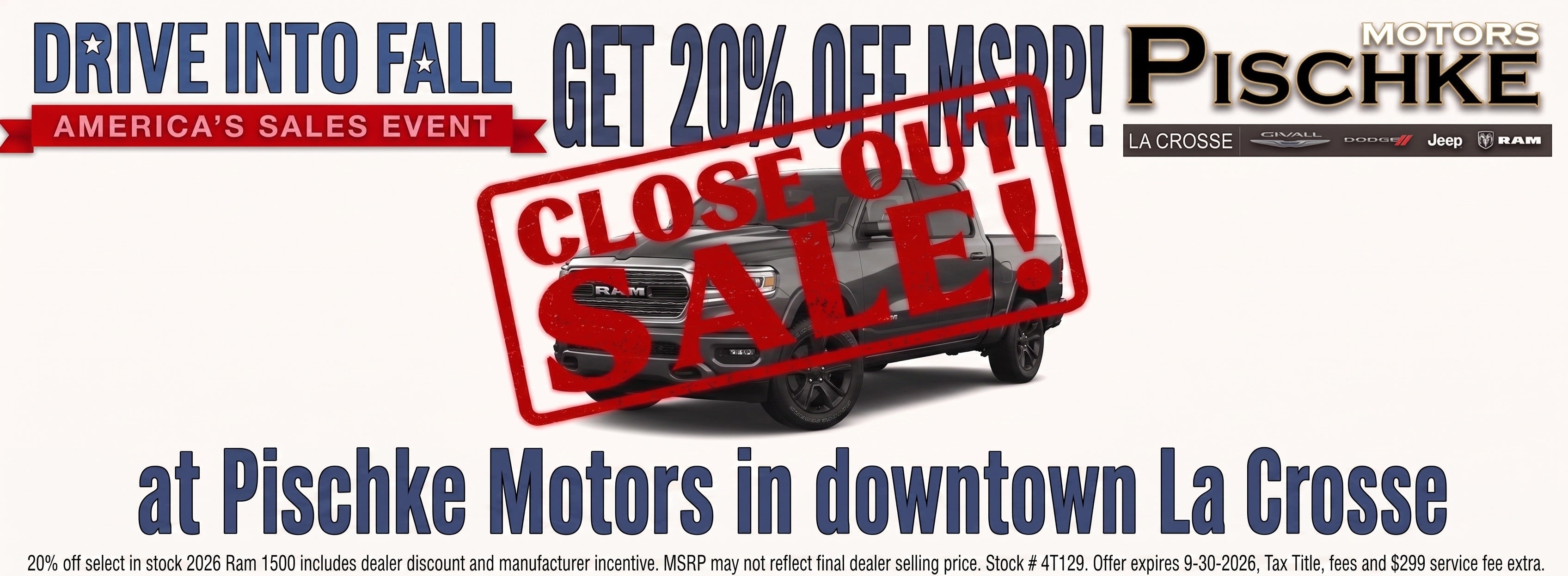20% off Ram Close out sales