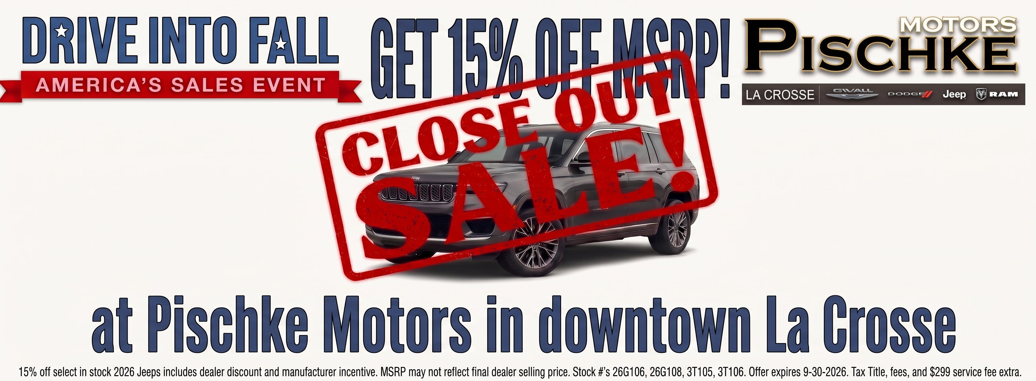 15% off 2026 Grand Cherokee 